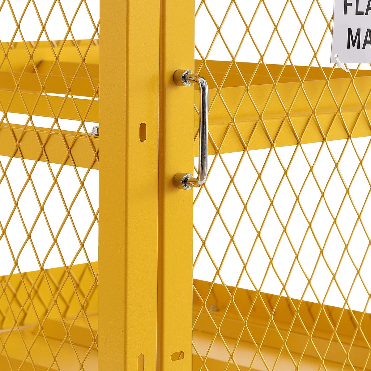 Horizontal Cylinder Storage Cabinet, 4 x 33 lbs Cylinder Capacity, 31.02x30.04x35 inch Propane Storage Cage, Gas Cylinder Cabinet, Yellow Powder Coat Finish, for Freon, Gases, Oxygen, Nitrogen