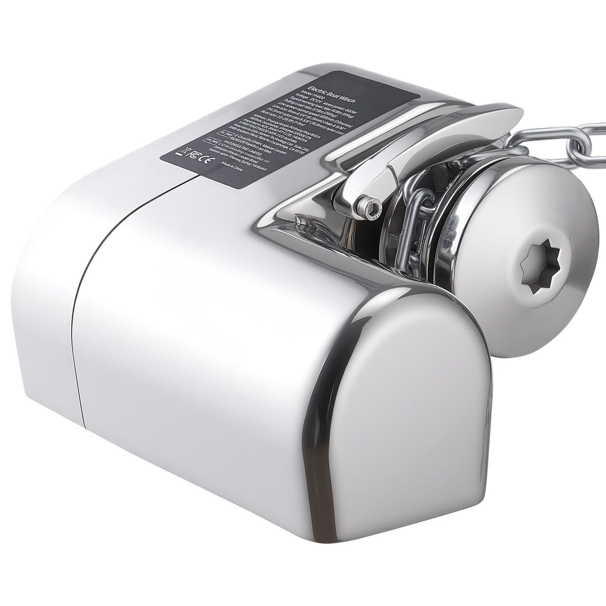 Horizontal Fishing Windlass, 12V DC 600W, Windlass Anchor Systems Fit for 1/4-Inch Chain or 9/16 & 5/8 Inch Nylon Rope, Max Pull 573 lbs, 316 Stainless Steel Construction, for Boats 23-29.5 ft