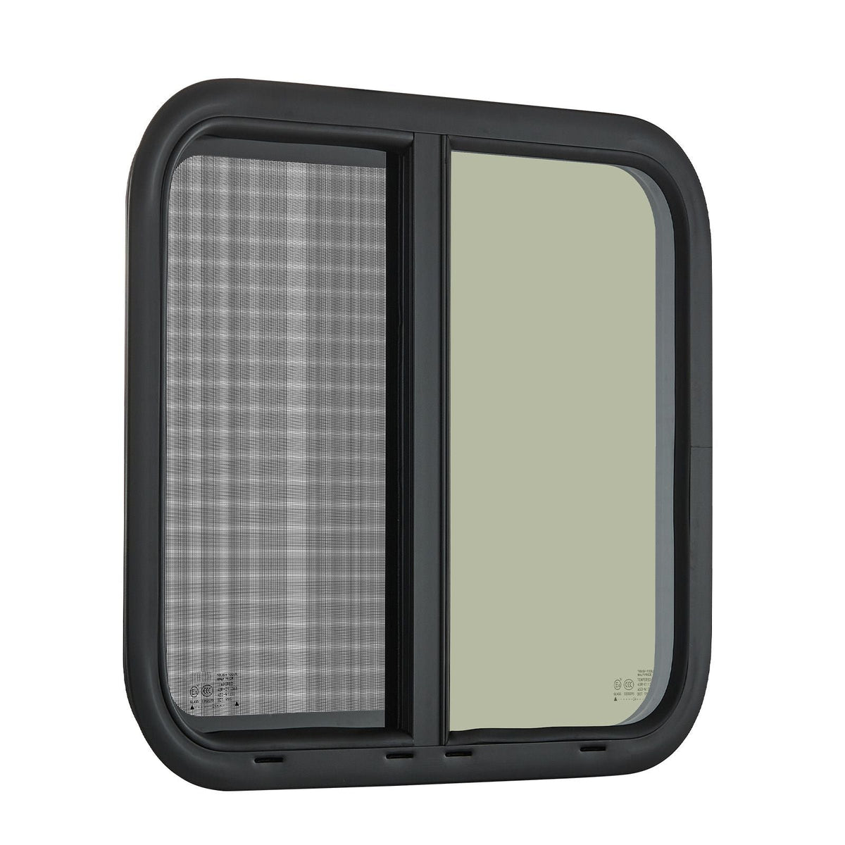 Horizontal RV Window, 24" W x 20" H Tinted Sliding RV Window with Net Screen & Trim Ring, Fit 15/16"-1 3/4" Thickness Wall, RV Window Replacement for Teardrop Cargo Trailer Camper, DOT Approved