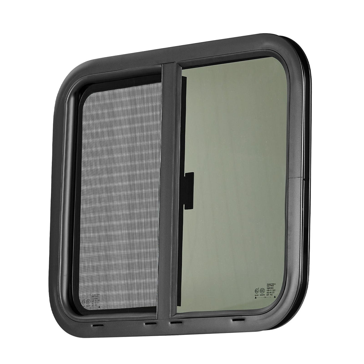 Horizontal RV Window, 24" W x 20" H Tinted Sliding RV Window with Net Screen & Trim Ring, Fit 15/16"-1 3/4" Thickness Wall, RV Window Replacement for Teardrop Cargo Trailer Camper, DOT Approved