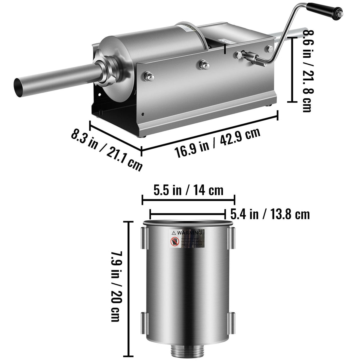 Horizontal Sausage Stuffer 3L/ 7Lbs Manual Sausage Maker With 5 Filling Nozzles Sausage Stuffing Machine For Home & Commercial Use Stainless Steel