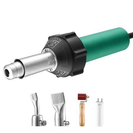 Hot Air Plastic Welder, 1600W Hot Air Torch Pistol, 122-1112 Fahrenheit PVC TPO Vinyl Heat Gun Welding Torch, Plastic Welding Roofing Kit with 4 Accessories - 2 Nozzles & 1 Seam Roller
