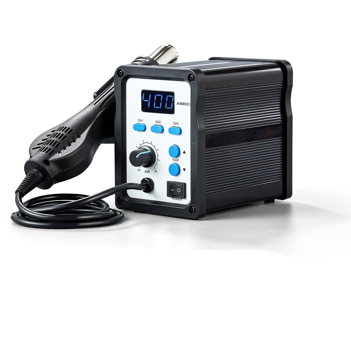 Hot Air Rework Station, 700W Digital Display SMD Rework Station, 212-932 F Hot Air Gun with Adjustable Airflow, 3 Pre-Set Channels & Celsius/Fahrenheit Conversion