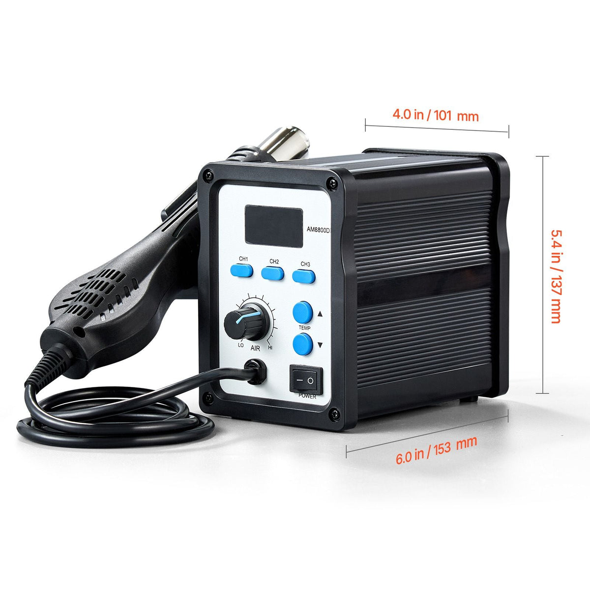 Hot Air Rework Station, 700W Digital Display SMD Rework Station, 212-932 F Hot Air Gun with Adjustable Airflow, 3 Pre-Set Channels & Celsius/Fahrenheit Conversion