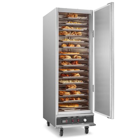 Hot Box Food Warmer, 16-Tier Large Concession Warmer with Water Tray, Single-door and Adjustable Shelves, Stainless Steel Food Warmer Cabinet, Ideal for Storing Pizza, Chicken, Restaurant