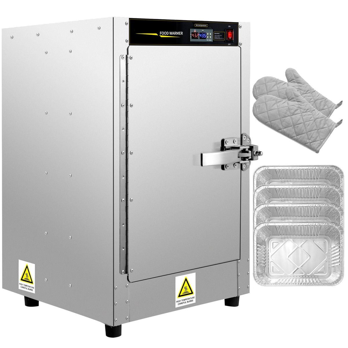Hot Box Food Warmer, 16\"x16\"x24\" Concession Warmer with Water Tray, Four Disposable Catering Pans, Countertop Pizza, Patty, Pastry, Empanada, Concession Hot Food Hold Tested to UL Standards