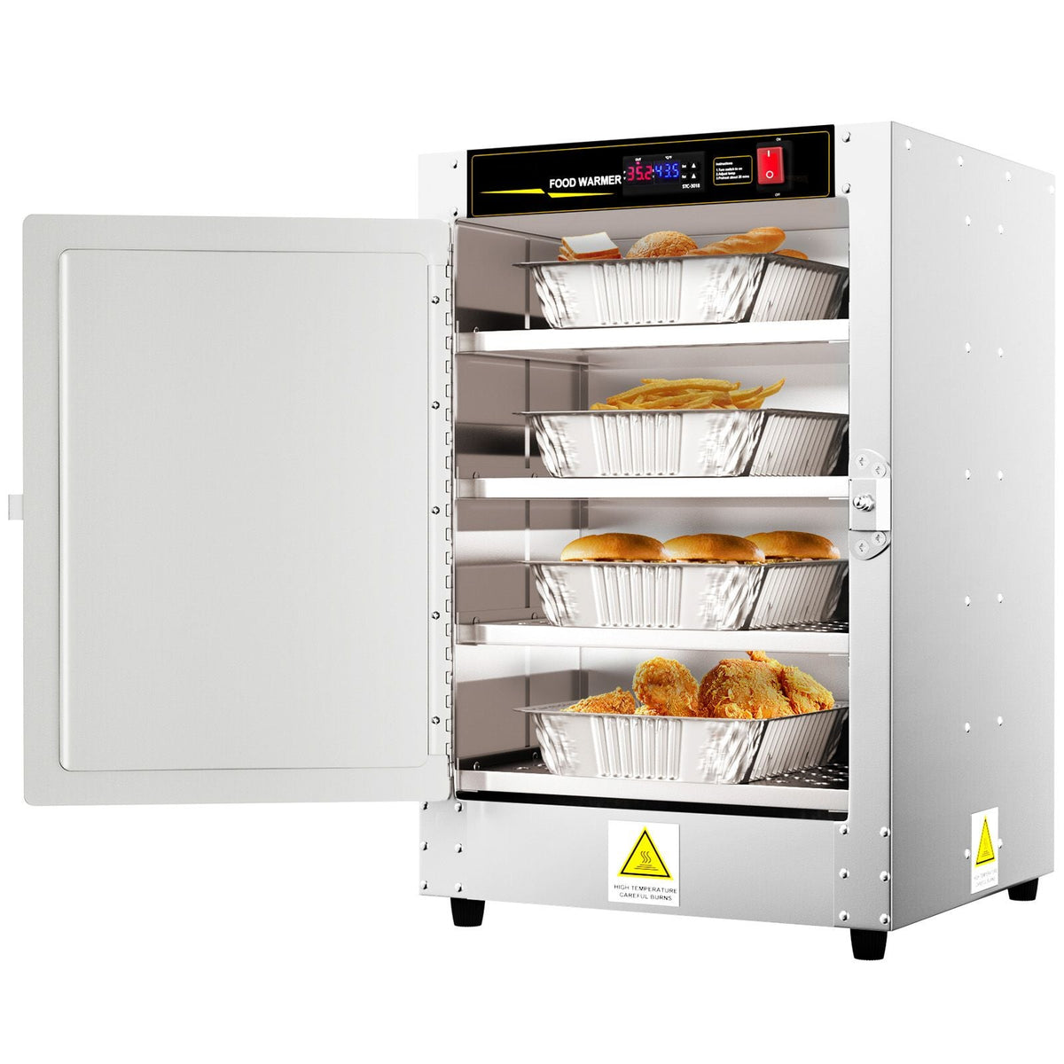 Hot Box Food Warmer, 16\"x16\"x24\" Concession Warmer with Water Tray, Four Disposable Catering Pans, Countertop Pizza, Patty, Pastry, Empanada, Concession Hot Food Hold Tested to UL Standards