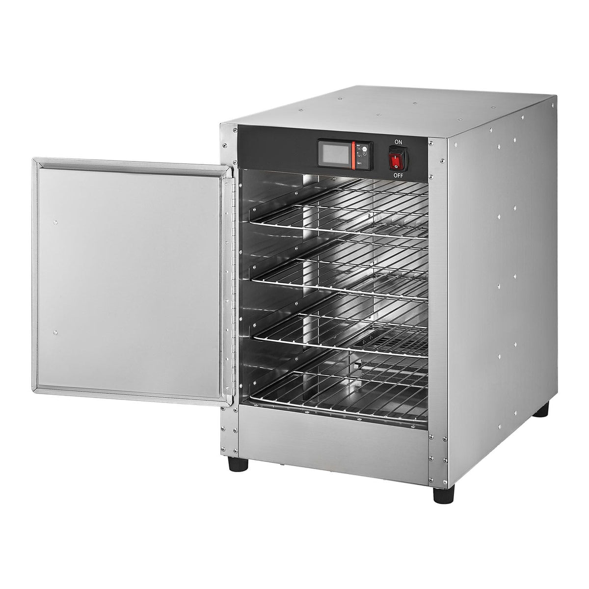 Hot Box Food Warmer, 4-Tier Concession Warmer with Water Tray, 4 Pans, Single-door and Adjustable Shelves, Stainless Steel Food Warmer Cabinet, Ideal for Storing Pizza, Chicken, Restaurant