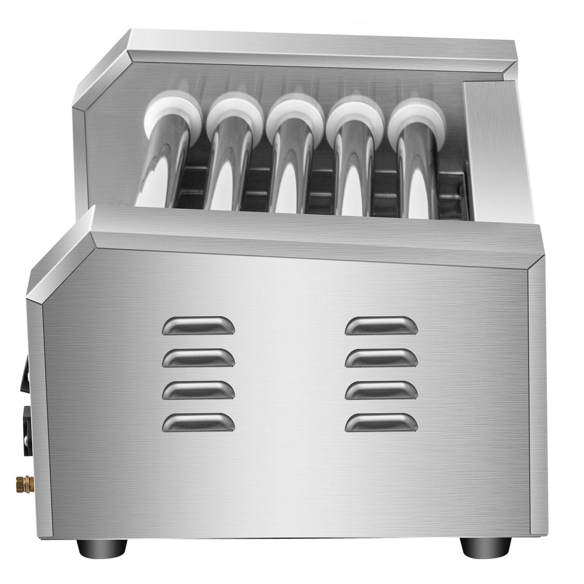 Hot Dog Roller, 12 Hot Dog Capacity 5 Rollers, 750W Stainless Steel Cook Warmer Machine with Dual Temp Control, LED Light and Detachable Drip Tray, Sausage Grill Cooker for Kitchen Restaurant