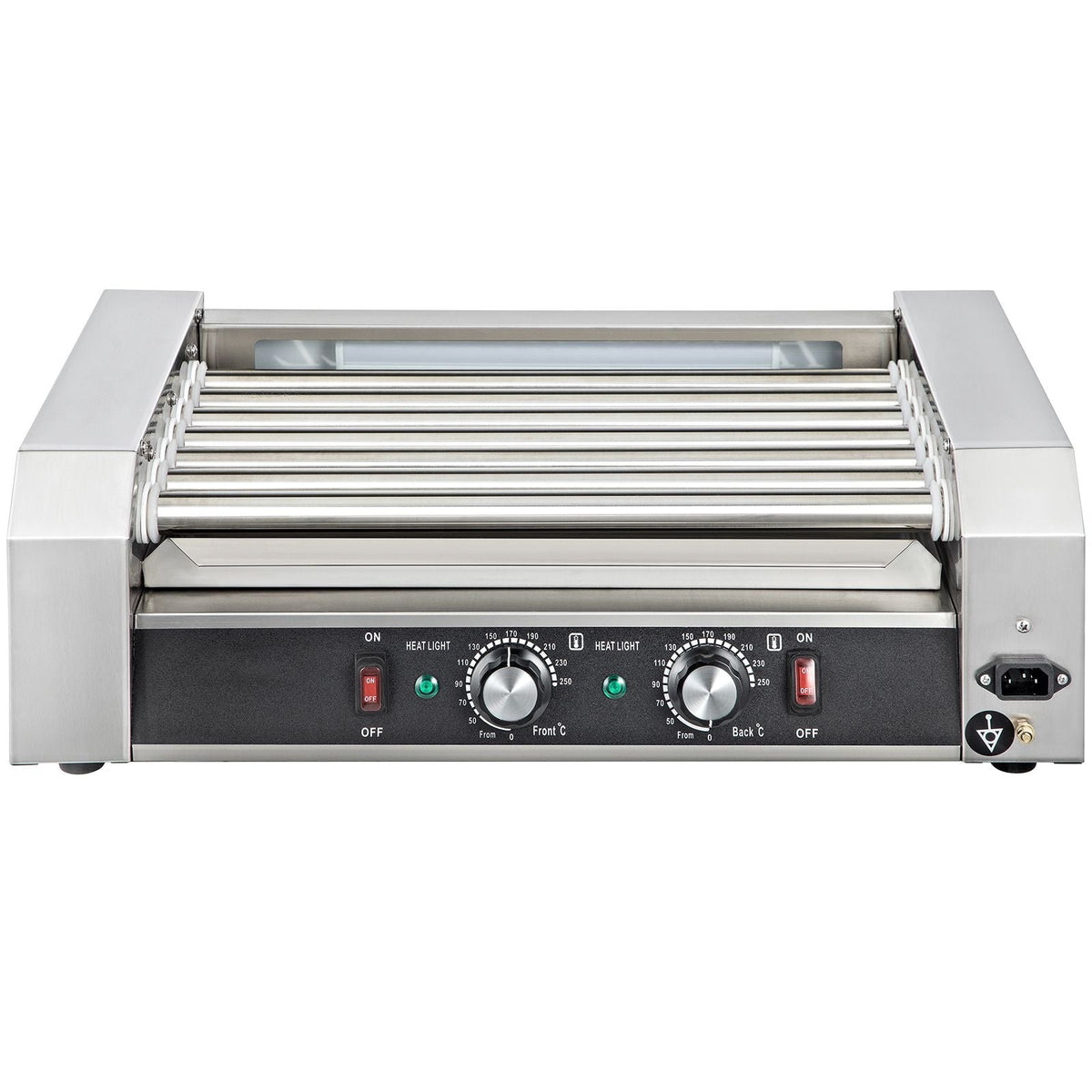 Hot Dog Roller, 18 Hot Dog Capacity 7 Rollers, 1050W Stainless Steel Cook Warmer Machine with Dual Temp Control, LED Light and Detachable Drip Tray, Sausage Grill Cooker for Kitchen Restaurant