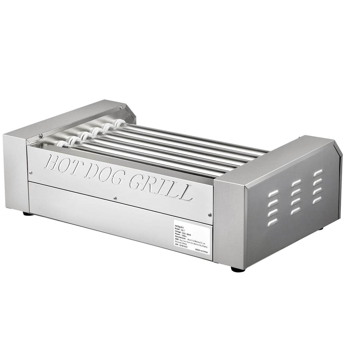 Hot Dog Roller, 18 Hot Dog Capacity 7 Rollers, 1050W Stainless Steel Cook Warmer Machine with Dual Temp Control, LED Light and Detachable Drip Tray, Sausage Grill Cooker for Kitchen Restaurant