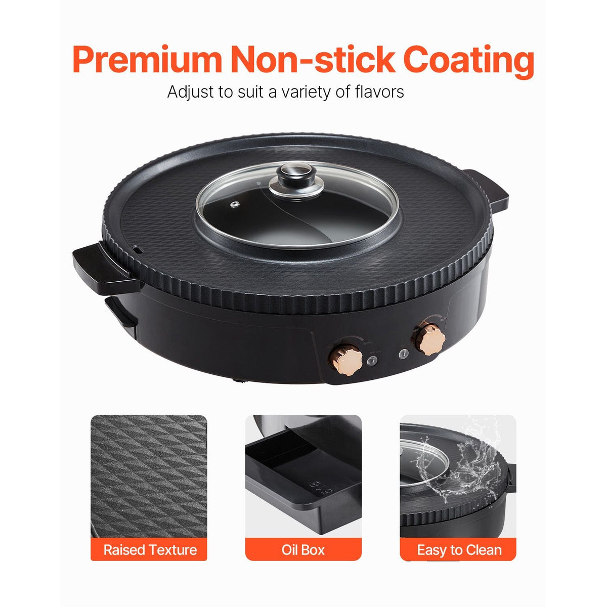 Hot Pot with Grill, 1800W 2-in-1 Electric Smokeless Grill and Hot Pot, Korean BBQ Shabu Shabu Hotpot with Separate Dual Temperature Control, Non-stick Pan, for 2-8 People Family Dining