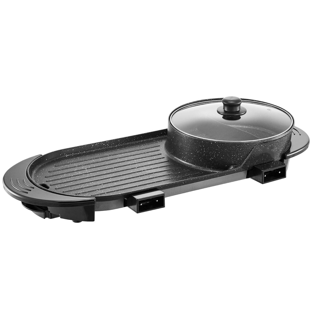 Hot Pot with Grill, 2200W 2-in-1 Electric Smokeless Grill and Hot Pot, Korean BBQ Shabu Shabu Hotpot with Separate Dual Temperature Control, Non-stick Pan, for 1-6 People Family Dinning