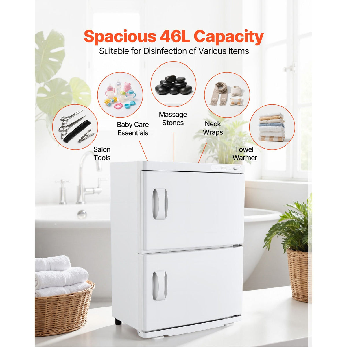 Hot Towel Warmer, 10 gal Large Capacity 2-Tier Towel Warmer Cabinet with Clip & 4 Stainless Steel Racks, Holds up 48 Towels, All-Round Heating Cabinet for Spa, Barber, Manicures, Massage, Salon