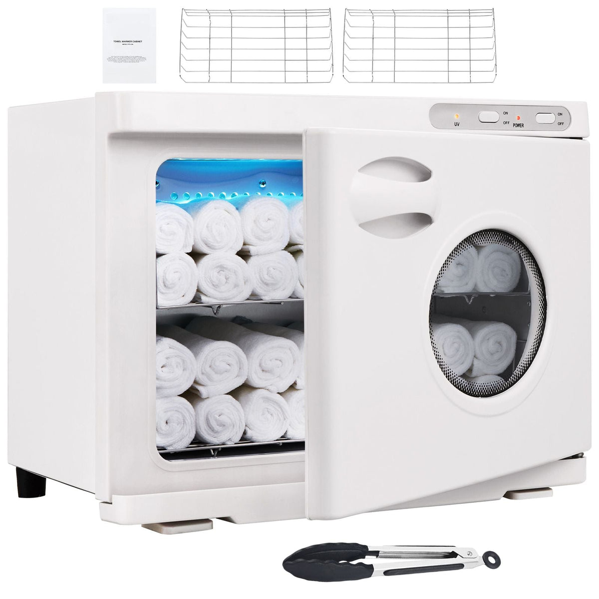 Hot Towel Warmer, 23L Large Capacity Spa Hot Towel Warmers with See Through Window, 2 Stainless Steel Racks, Holds up 50-60 Towels, 2-in-1 All-round Heating for Facials, SPA, Massage, Salon