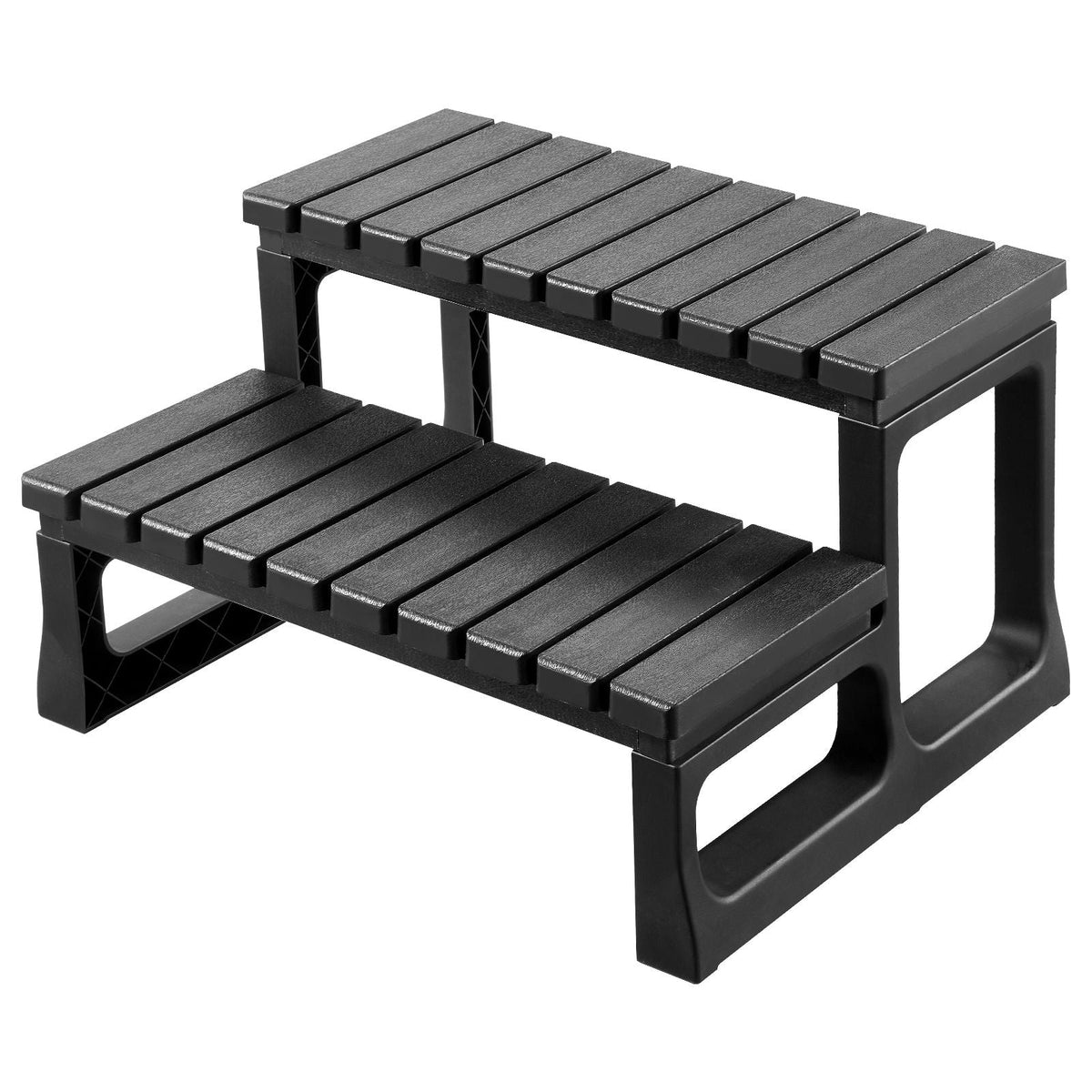 Hot Tub Steps, 2-Step Spa Outdoor Stairs, Heavy Duty 23.6 inch Wide PP Above-Ground/Inflatable Pool Ladder with 320 lbs Weight Capacity, Multi-Use for Porch, Patio, Deck, Campers, Black