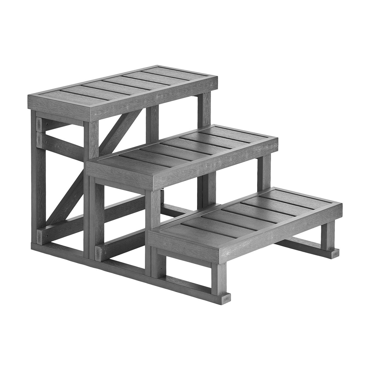 Hot Tub Steps 3-Step Spa Stairs 27.5 in Wide Step Ladder Outdoor, 350 lbs Capacity, Sturdy HIPS Plastic, Non-Slip Foot Pads, Easy Assembly, Stable Access for Pool, RV, Home Patio and Backyard