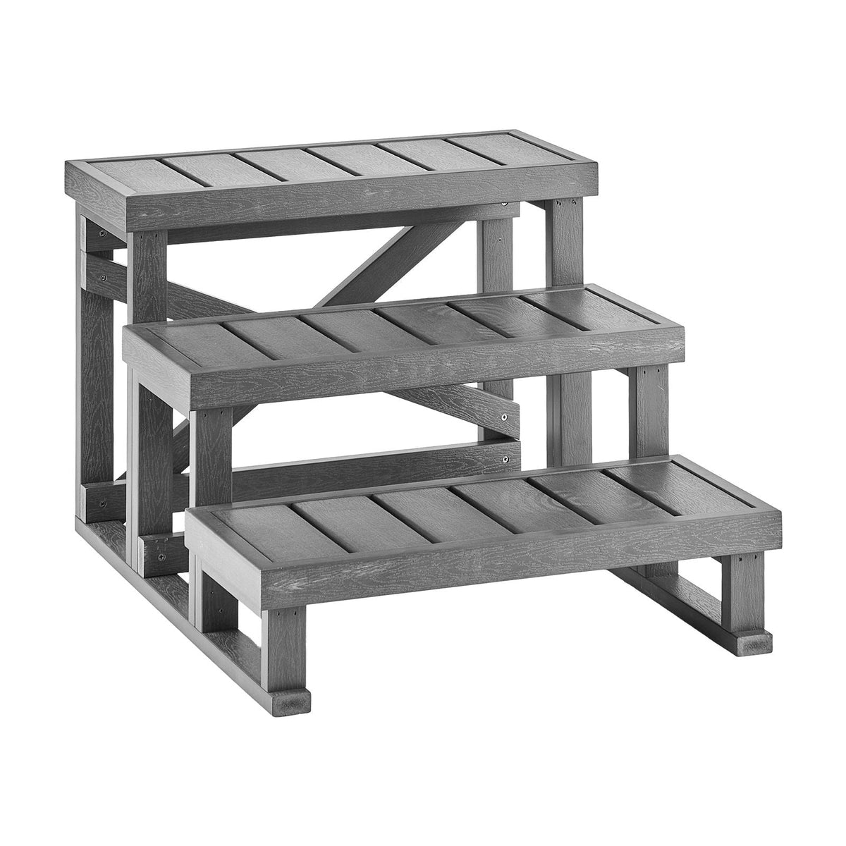 Hot Tub Steps 3-Step Spa Stairs 27.5 in Wide Step Ladder Outdoor, 350 lbs Capacity, Sturdy HIPS Plastic, Non-Slip Foot Pads, Easy Assembly, Stable Access for Pool, RV, Home Patio and Backyard