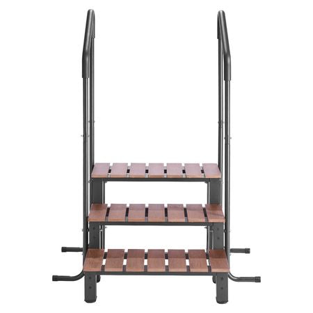 Hot Tub Steps with Handrail, 3-Step Spa Outdoor Stairs, Heavy Duty 25.2 inch Wide Above-Ground/Inflatable Pool Ladder with 550 lbs Weight Capacity, Multi-Use for Porch, Patio, Deck, Trailers