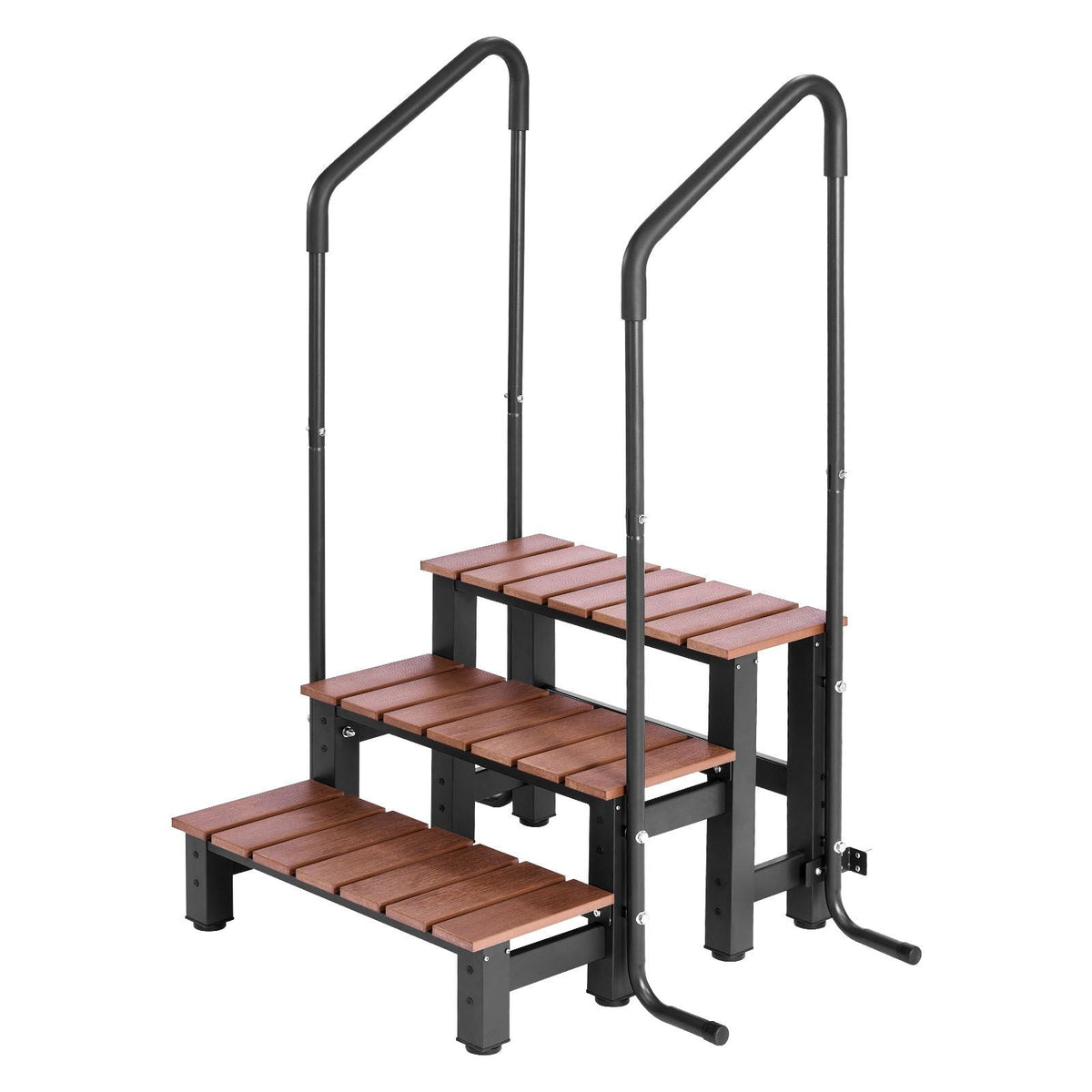 Hot Tub Steps with Handrail, 3-Step Spa Outdoor Stairs, Heavy Duty 25.2 inch Wide Above-Ground/Inflatable Pool Ladder with 550 lbs Weight Capacity, Multi-Use for Porch, Patio, Deck, Trailers