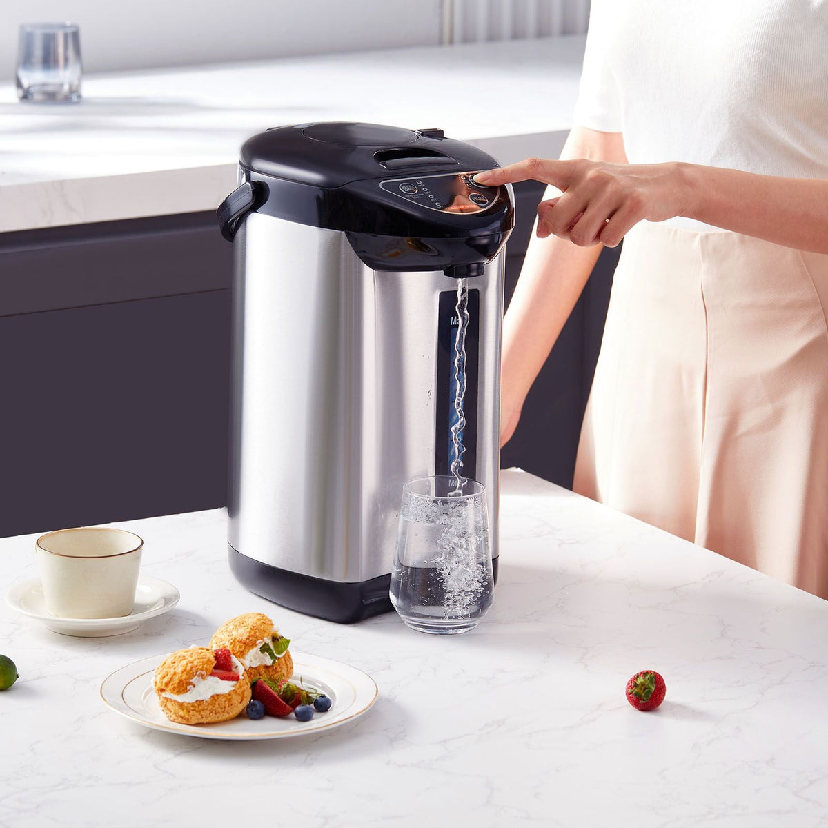 Hot Water Dispenser, Adjustable 4 Temperatures Water Boiler and Warmer, 304 Stainless Steel Countertop Water Heater, 3-Way Dispense for Tea, Coffee and Baby Formula, 4L/135 oz