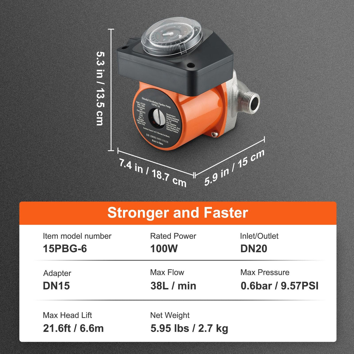 Hot Water Recirculating Pump, 100W Water Circulator Pump, Auto Start/Close Ultra-silent Stainless Steel Head Circulation, for Electric Water Heater System/Facuet/Showerhead Circulation