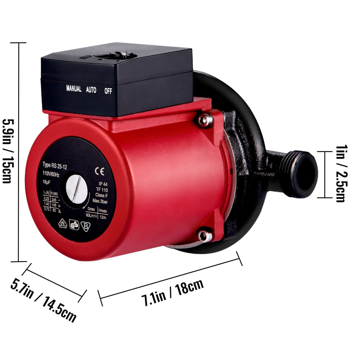 Hot Water Recirculating Pump, 245W 110V Water Circulator Pump, Automatic Start Circulating Pump NPT 3/4\" with Brass Fittings, Stainless Steel Head, 2 Speed Control for Electric Water Heater Sys