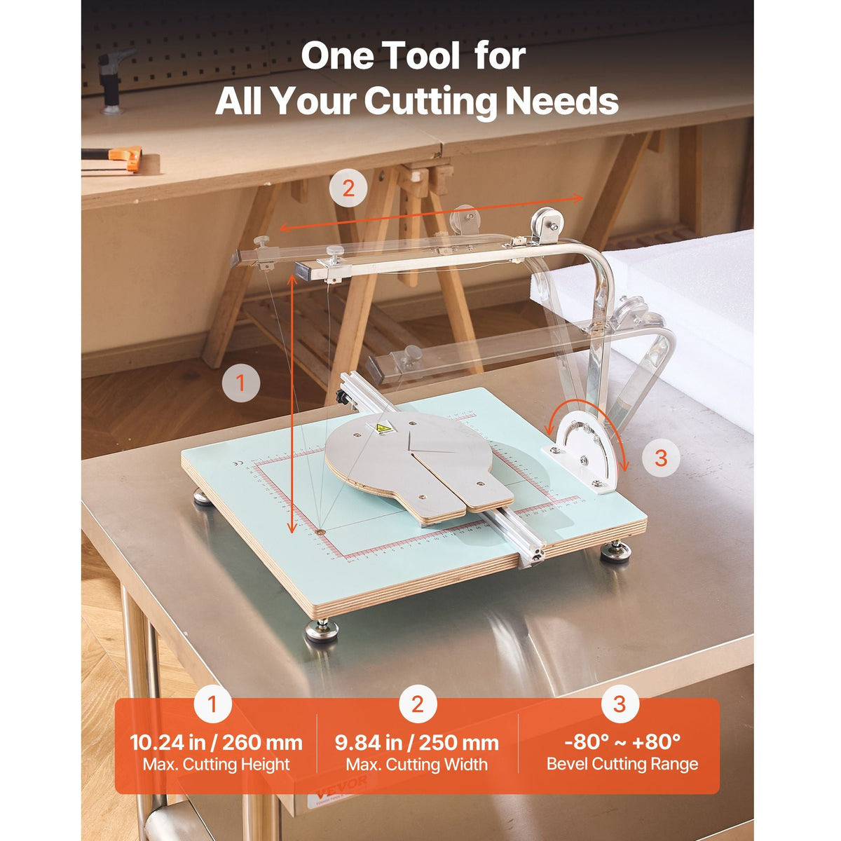 Hot Wire Foam Cutter, 58W Electric Styrofoam Cutter with Variable Temperature Control, Portable Tabletop Cutting Tool with 10.24" Max. Cutting Thickness for Foam, KT Board, Low-Density Sponge