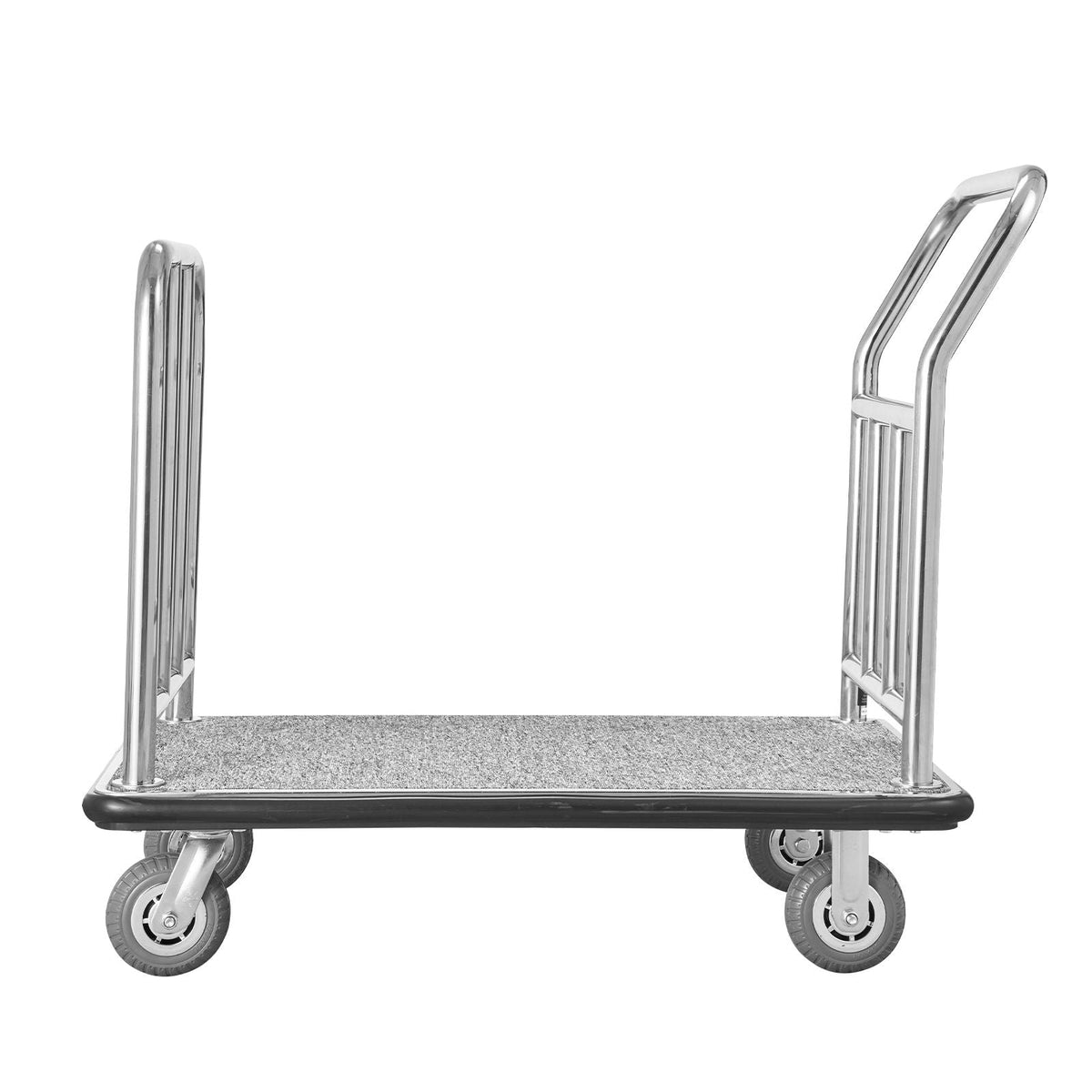 Hotel Luggage Cart, 750 LBS Load Capacity, Deluxe Platform Truck with Removable Front Frame, Valet Cart with Grey Carpeted Deck and 6-inch Rubber Wheels, Ideal for Hotels, Condos, Resorts