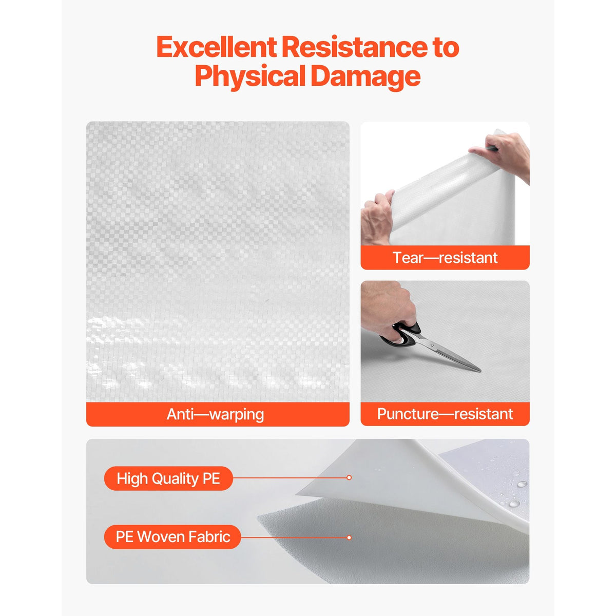 House Wrap, 9 x 150 ft, 0.13 mm Thick Vapor Barrier, Heavy Duty Plastic Sheeting for Tear-resistant, Drop Cloth Vapor Barrier Covering for Residential & Commercial Construction, White