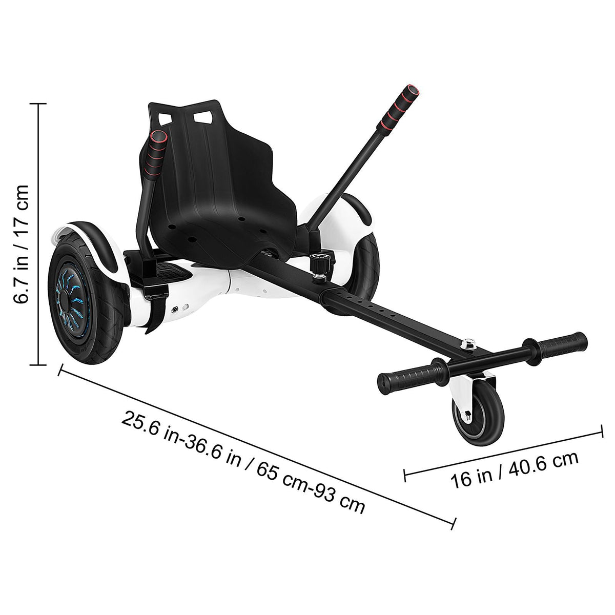 Hoverboard Seat Attachment 6.5\" 8\"10\" Hoverboard Go-Kart Attachment for Kids and Adults with Adjustable Frame Length