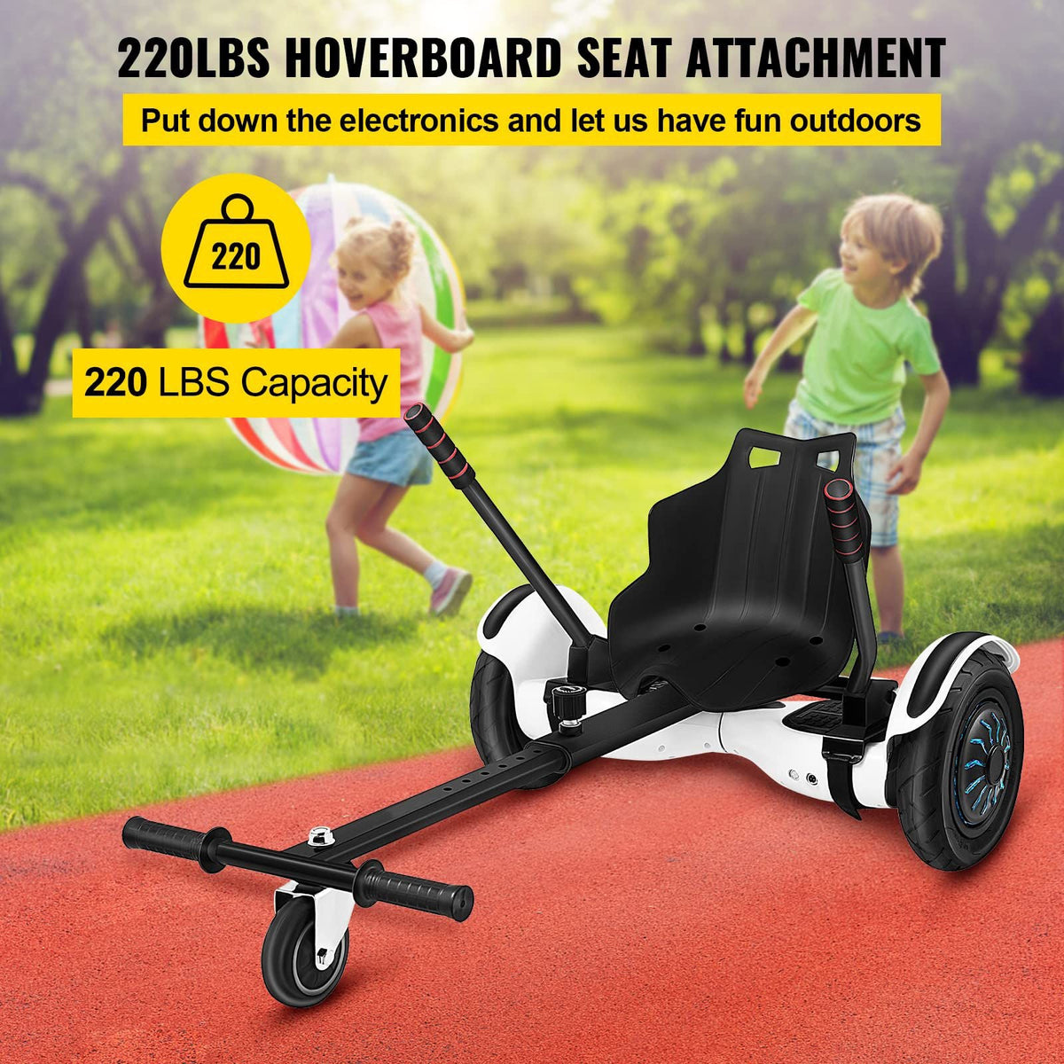 Hoverboard Seat Attachment 6.5\" 8\"10\" Hoverboard Go-Kart Attachment for Kids and Adults with Adjustable Frame Length