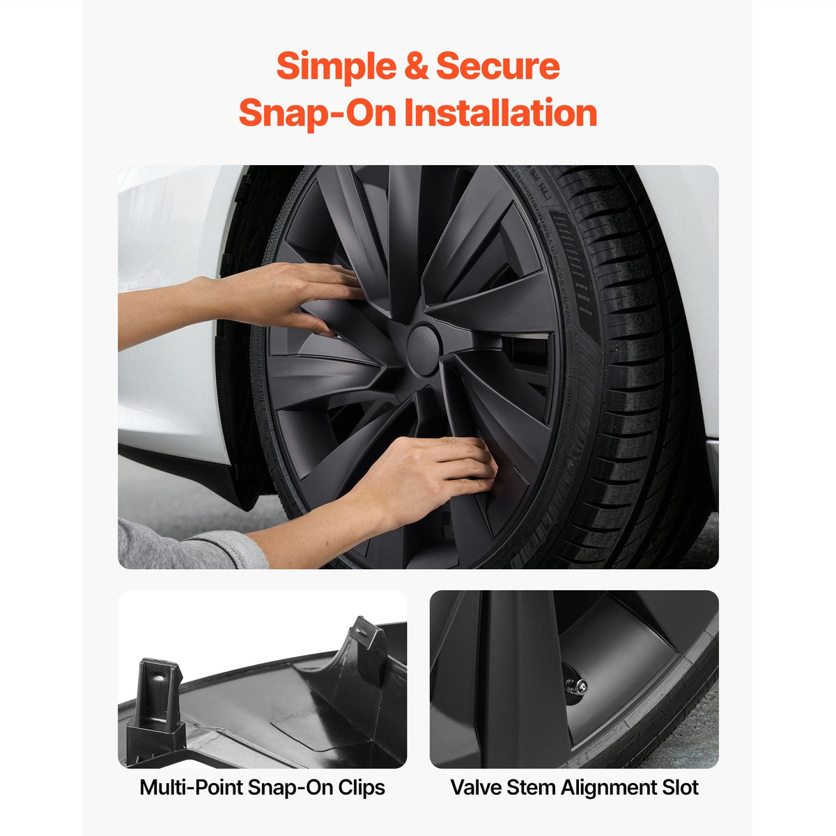 Hubcaps Wheel Covers for 2025 Tesla Model Y, 19 Inch Set of 4 Wheel Rim Cover Hubcaps OEM Style Replacement, R19 Size Snap On Car Hub Caps, Premium Sturdy 10-Spoke ABS Tire Rim Caps, Matte Black
