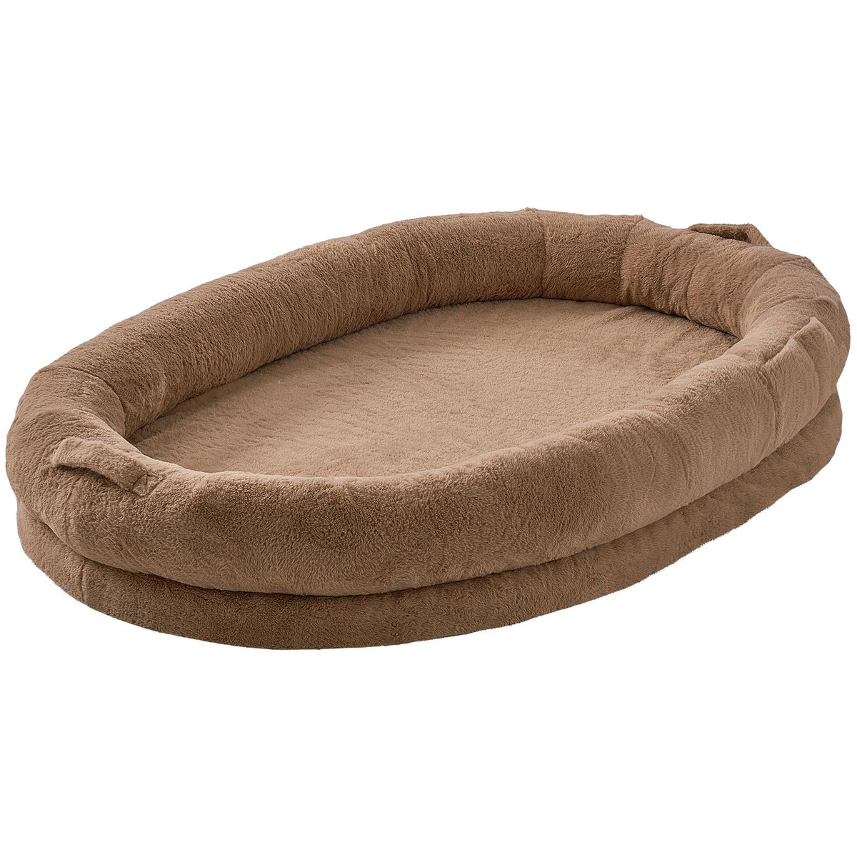Human Dog Bed, 72" x48"x10" Human Dog Bed for Adult, Human Size Dog Bed with Washable Faux Rabbit Fur Cover, Egg Orthopedic Foam, Storage Pocket, Large Dog Bean Bed, Brown