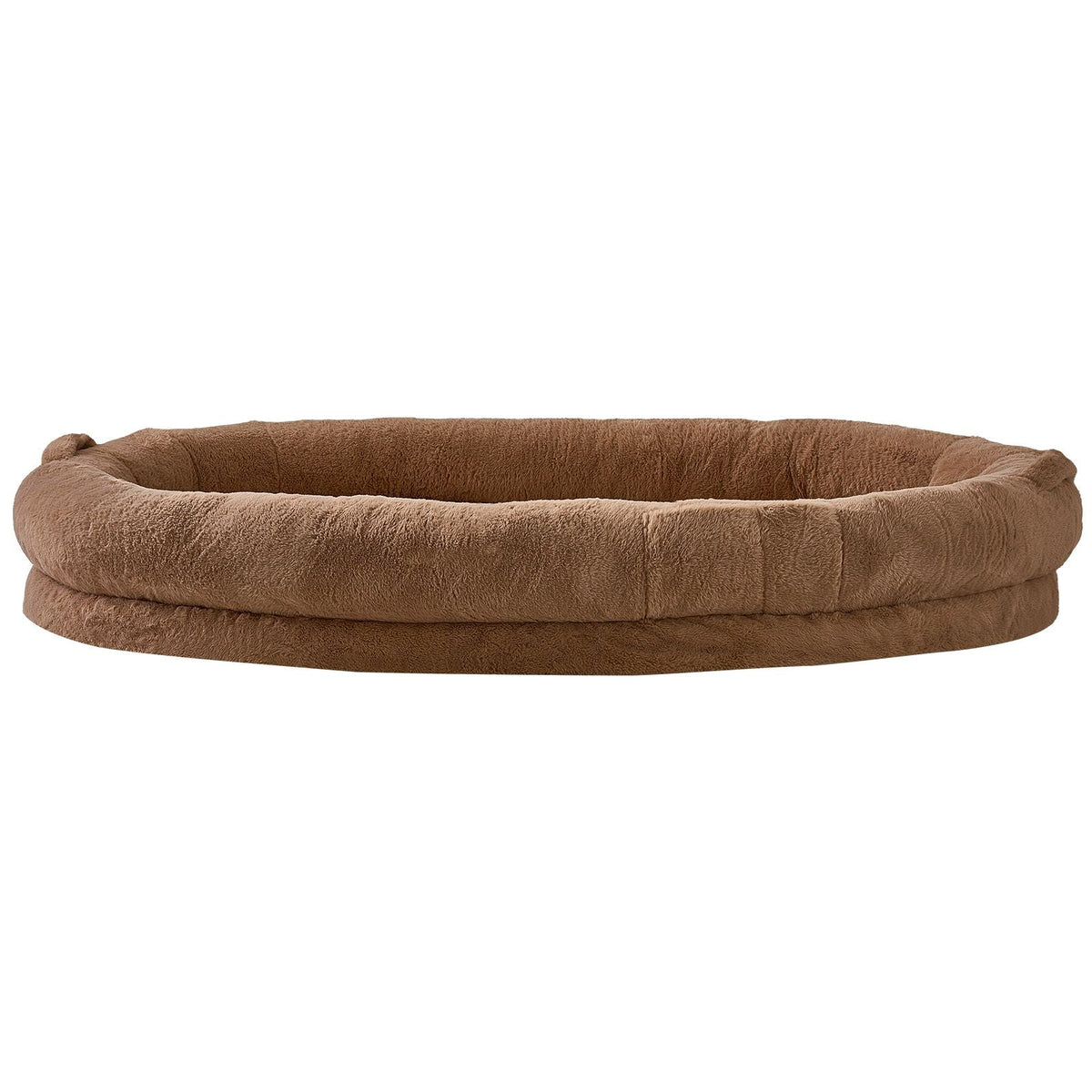 Human Dog Bed, 72" x48"x10" Human Dog Bed for Adult, Human Size Dog Bed with Washable Faux Rabbit Fur Cover, Egg Orthopedic Foam, Storage Pocket, Large Dog Bean Bed, Brown