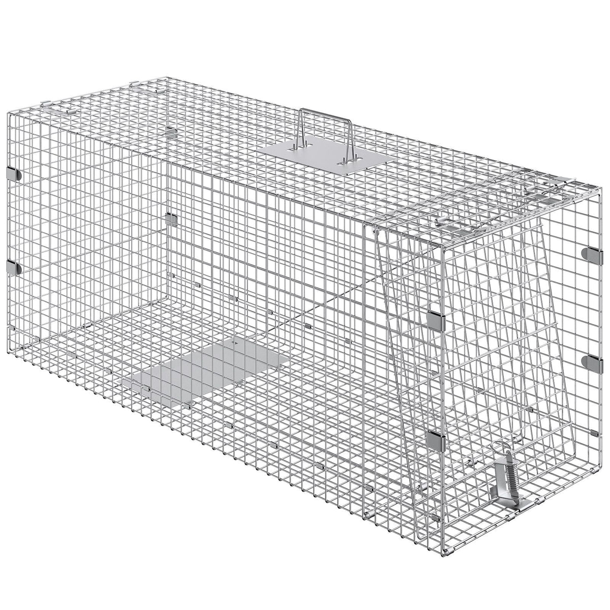 Humane Live Animal Trap, Dimensions 50" x 20" x 26", Crafted from Galvanized Iron, Collapsible Design with Carrying Handle for Capturing Stray Dogs, Armadillos, Raccoons, Marmots, and Foxes