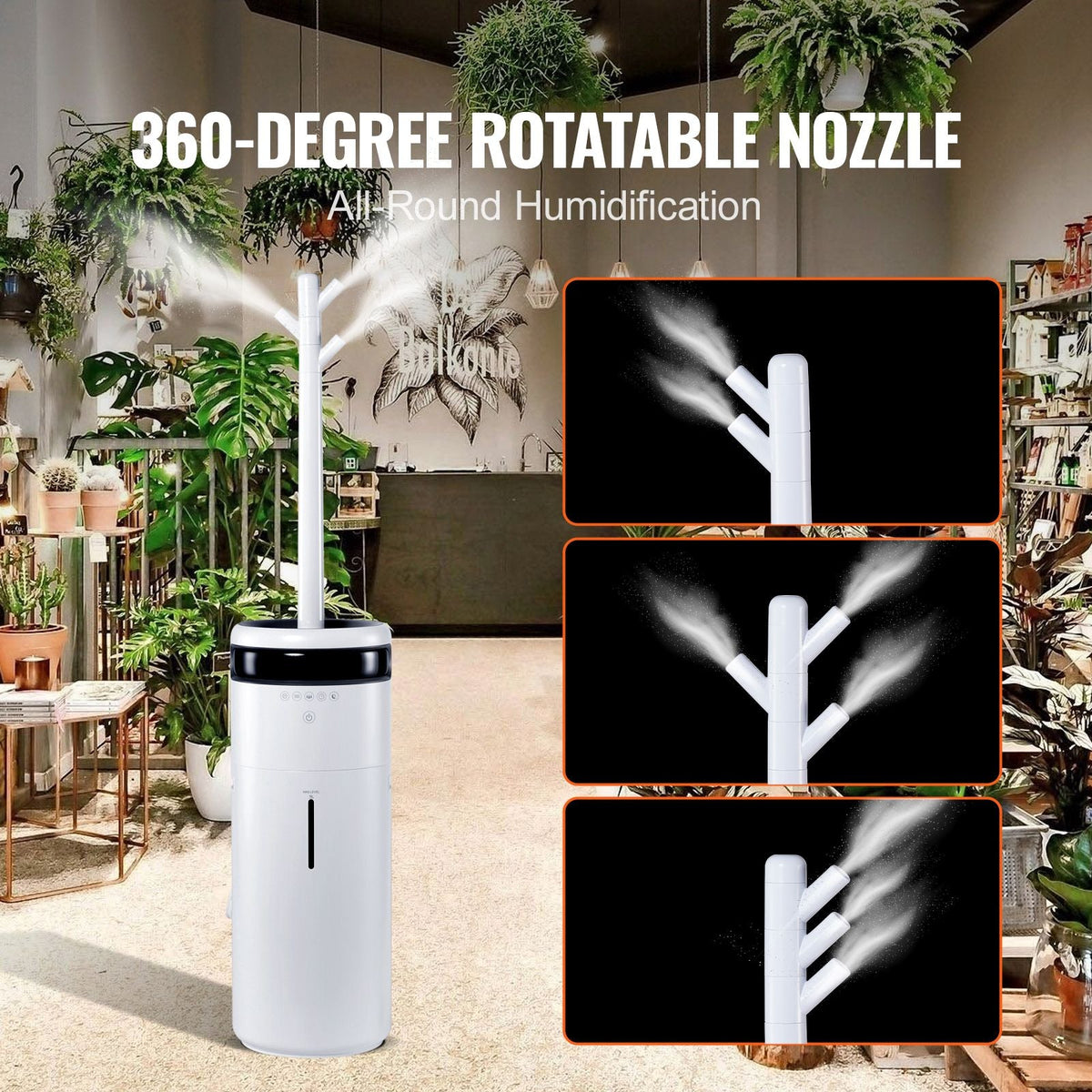 Humidifier for Home Large Room, Commercial Humidifier for Whole House 1291.7 sq ft, 16L Water Tank & Night Light & 12h Timer & Auto Shut-Off , Greenhouse, Commercial Branch Tube w/ 360° Nozzle