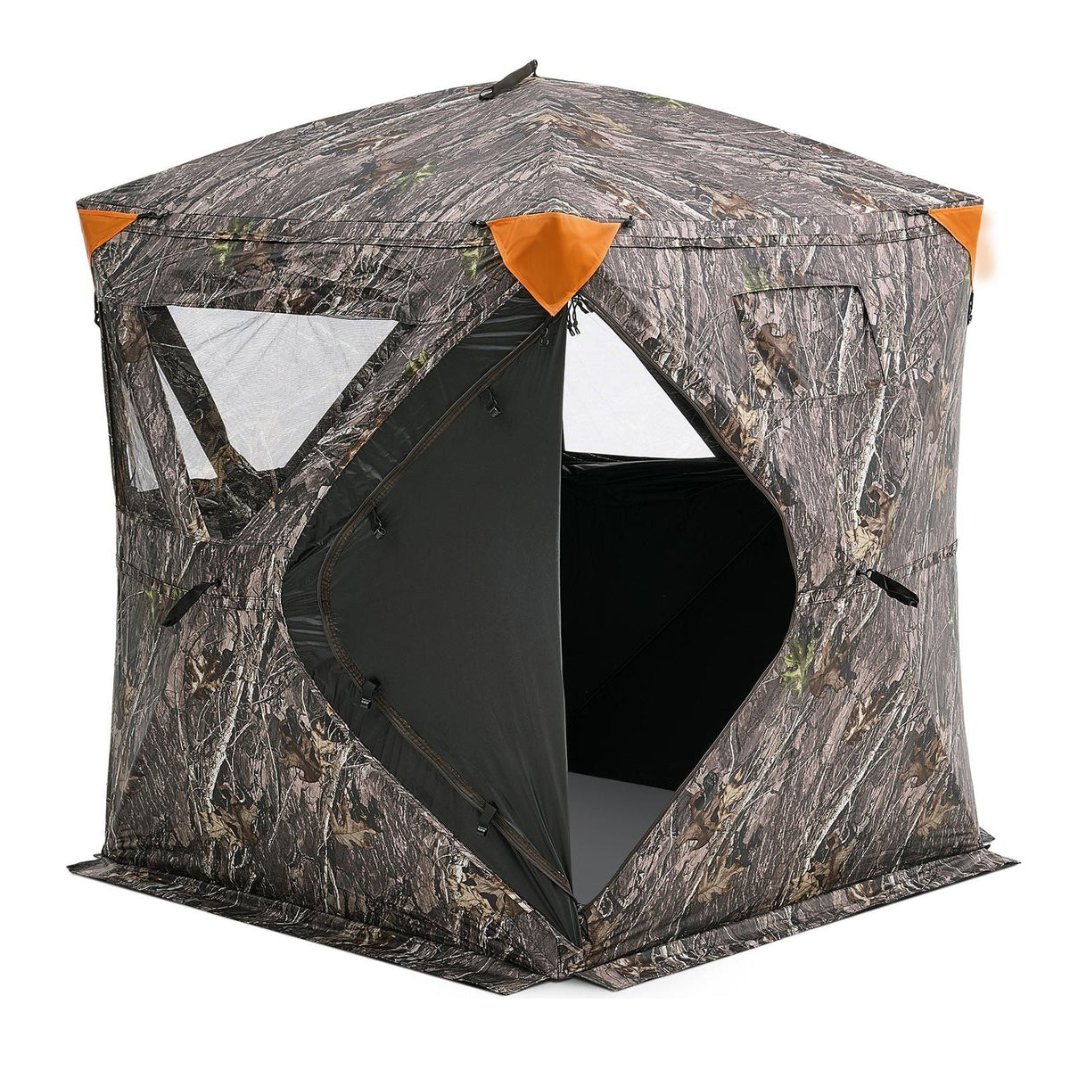 Hunting Blind, 270° Ground Blind, 1-2 Person Pop Up Deer Blind for Hunting with Carrying Bag, Portable Resilient Hunting Tent, 3 Horizontal Windows for Turkey and Deer Hunting