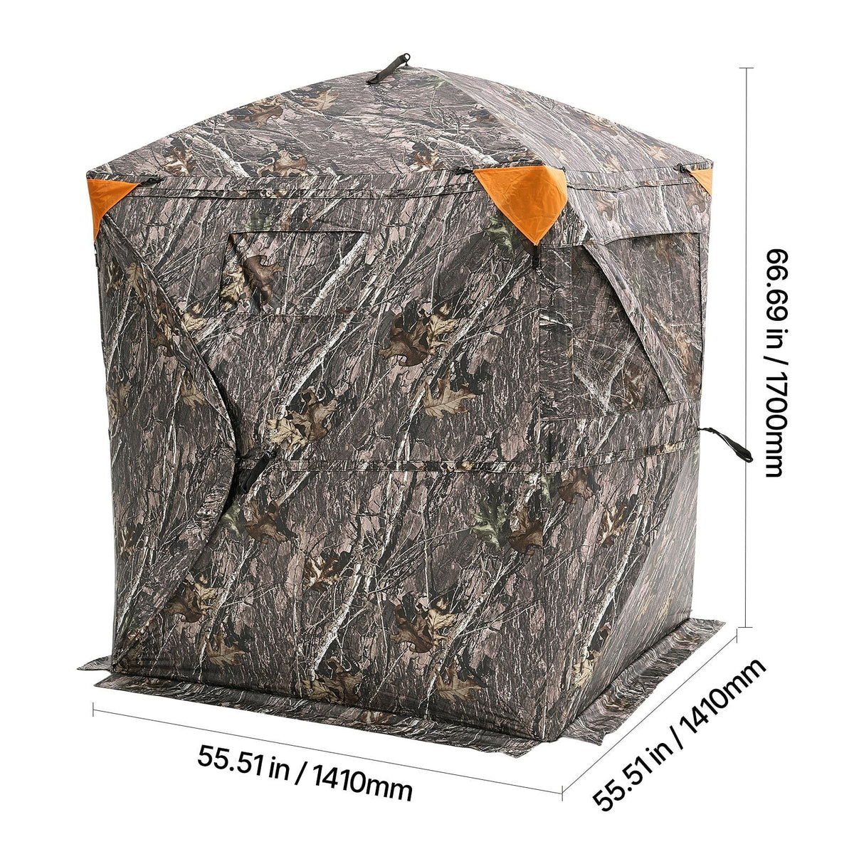 Hunting Blind, 270° Ground Blind, 1-2 Person Pop Up Deer Blind for Hunting with Carrying Bag, Portable Resilient Hunting Tent, 3 Horizontal Windows for Turkey and Deer Hunting
