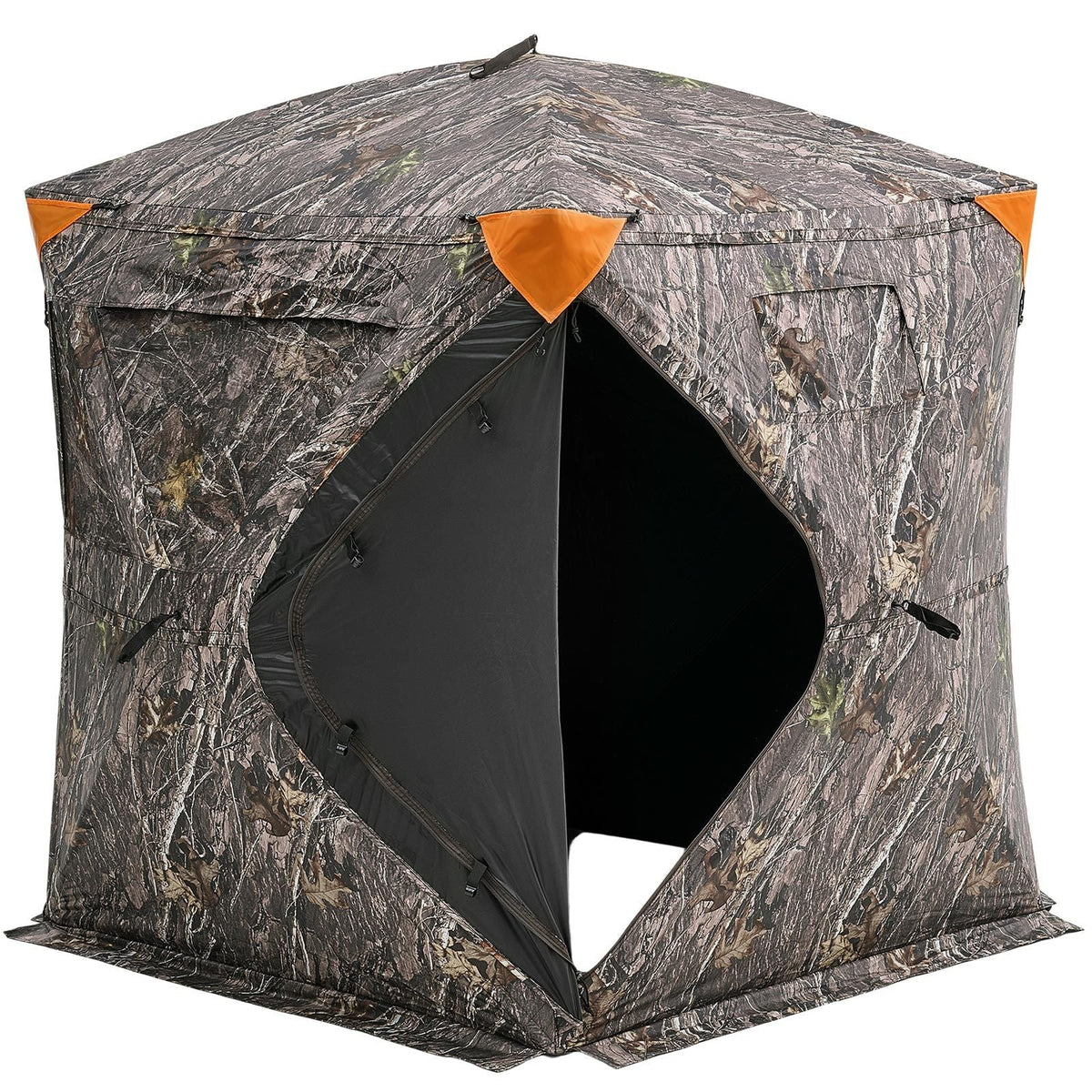 Hunting Blind, 270° Ground Blind, 1-2 Person Pop Up Deer Blind for Hunting with Carrying Bag, Portable Resilient Hunting Tent, 3 Horizontal Windows for Turkey and Deer Hunting