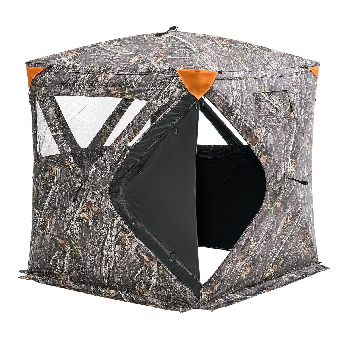 Hunting Blind, 270° See Through Ground Blind, 2-3 Person Pop Up Deer Blind for Hunting with Carrying Bag, Portable Resilient Hunting Tent, 3 Horizontal Windows for Turkey and Deer Hunting