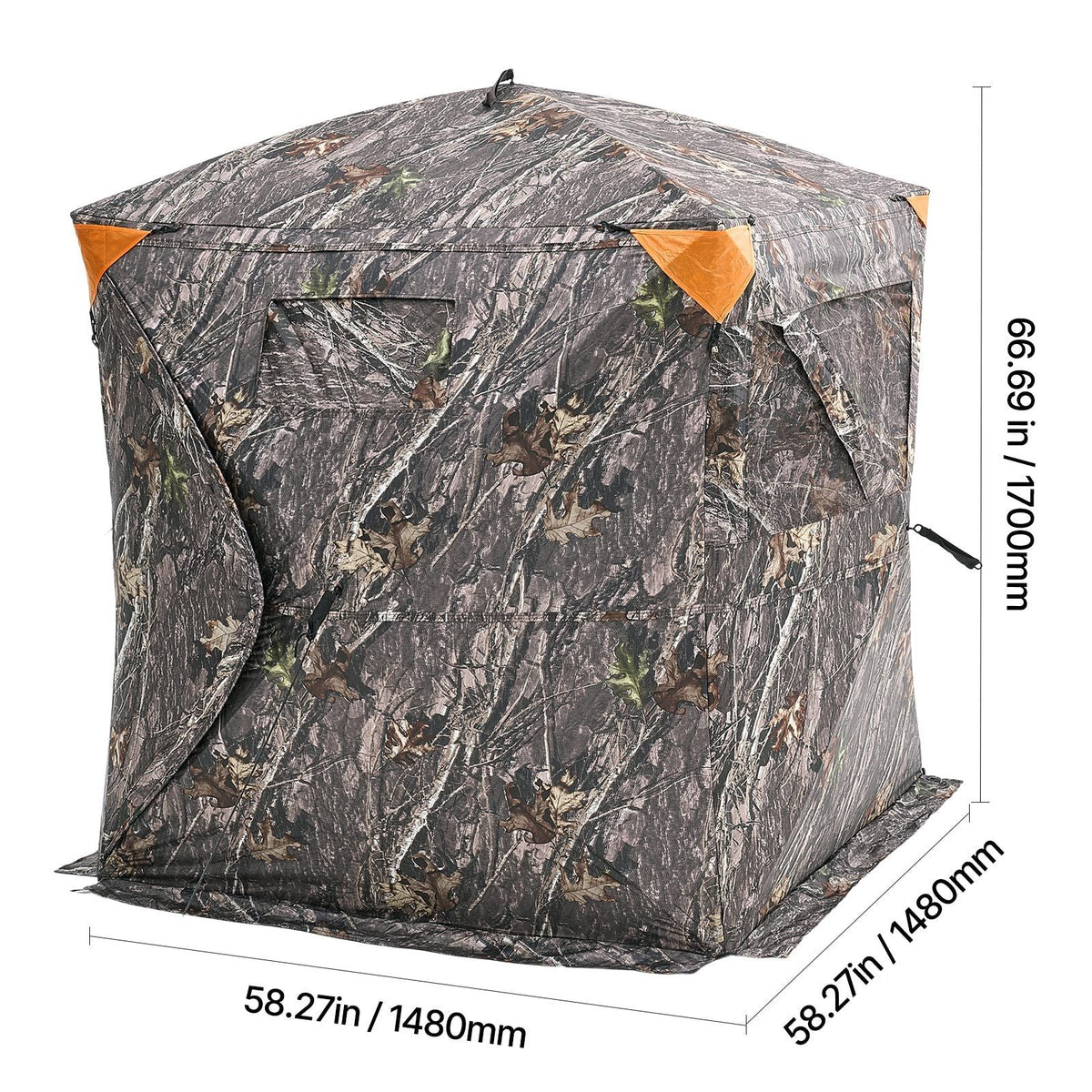 Hunting Blind, 270° See Through Ground Blind, 2-3 Person Pop Up Deer Blind for Hunting with Carrying Bag, Portable Resilient Hunting Tent, 3 Horizontal Windows for Turkey and Deer Hunting