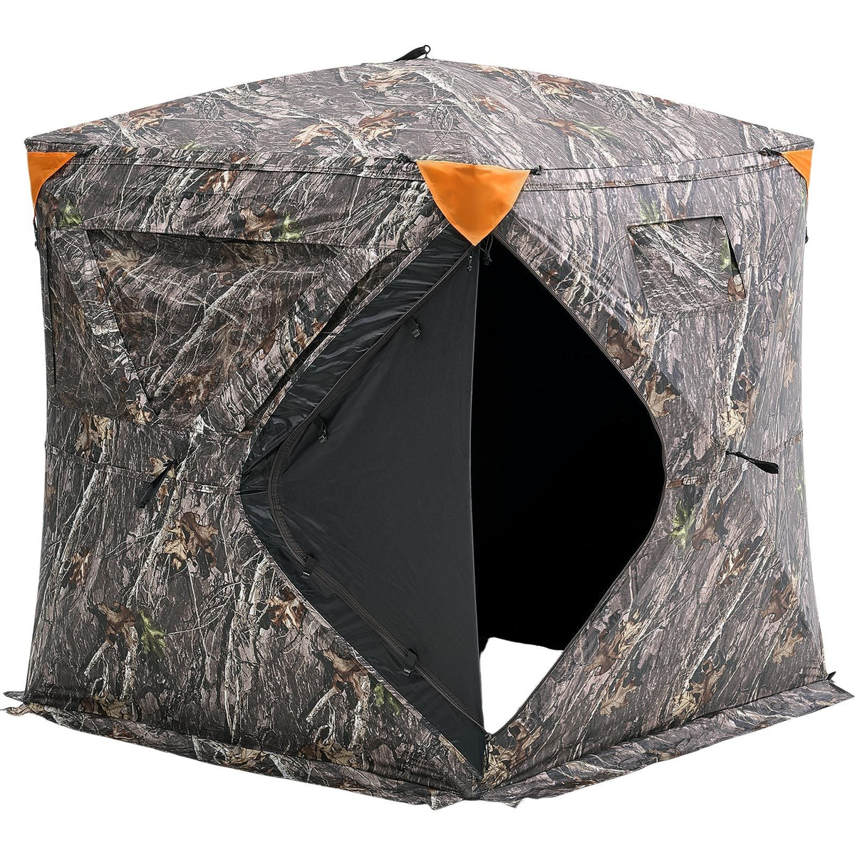 Hunting Blind, 270° See Through Ground Blind, 2-3 Person Pop Up Deer Blind for Hunting with Carrying Bag, Portable Resilient Hunting Tent, 3 Horizontal Windows for Turkey and Deer Hunting