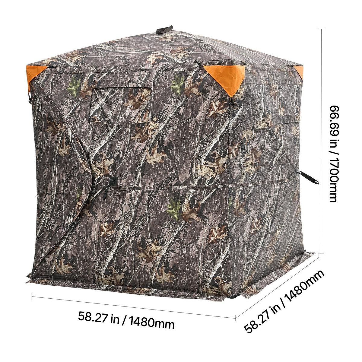 Hunting Blind, 270° See Through Ground Blind, 2-3 Person Pop Up Deer Blind for Hunting with Carrying Bag, Portable Resilient Hunting Tent, One-Way See-Through Mesh for Turkey and Deer Hunting