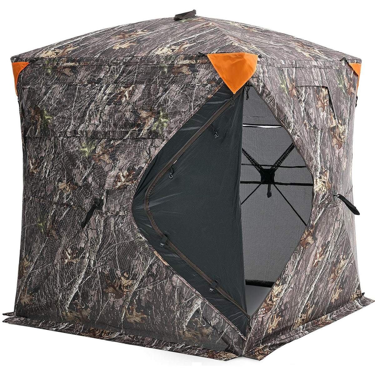 Hunting Blind, 270° See Through Ground Blind, 2-3 Person Pop Up Deer Blind for Hunting with Carrying Bag, Portable Resilient Hunting Tent, One-Way See-Through Mesh for Turkey and Deer Hunting