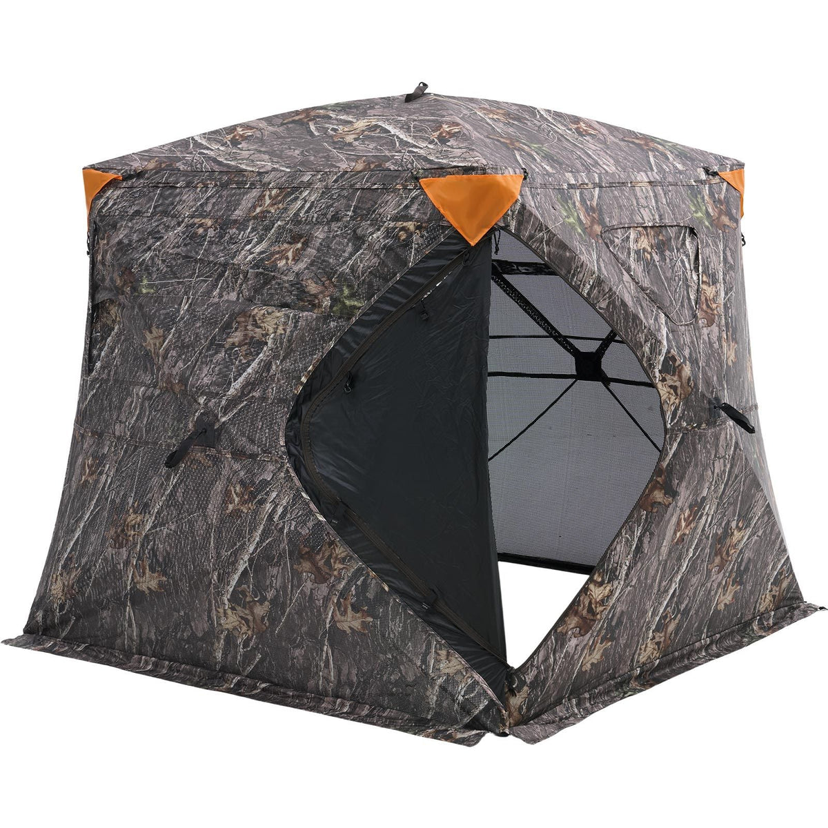 Hunting Blind, 270° See Through Ground Blind, 4-5 Person Pop Up Deer Blind for Hunting with Carrying Bag, Portable Resilient Hunting Tent, One-Way See-Through Mesh for Turkey and Deer Hunting