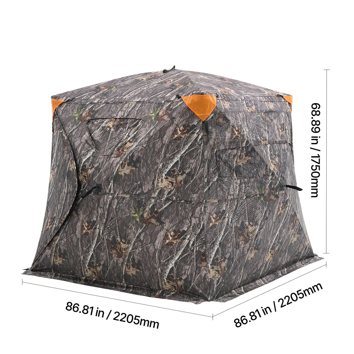 Hunting Blind, 270° See Through Ground Blind, 4-5 Person Pop Up Deer Blind for Hunting with Carrying Bag, Portable Resilient Hunting Tent, One-Way See-Through Mesh for Turkey and Deer Hunting