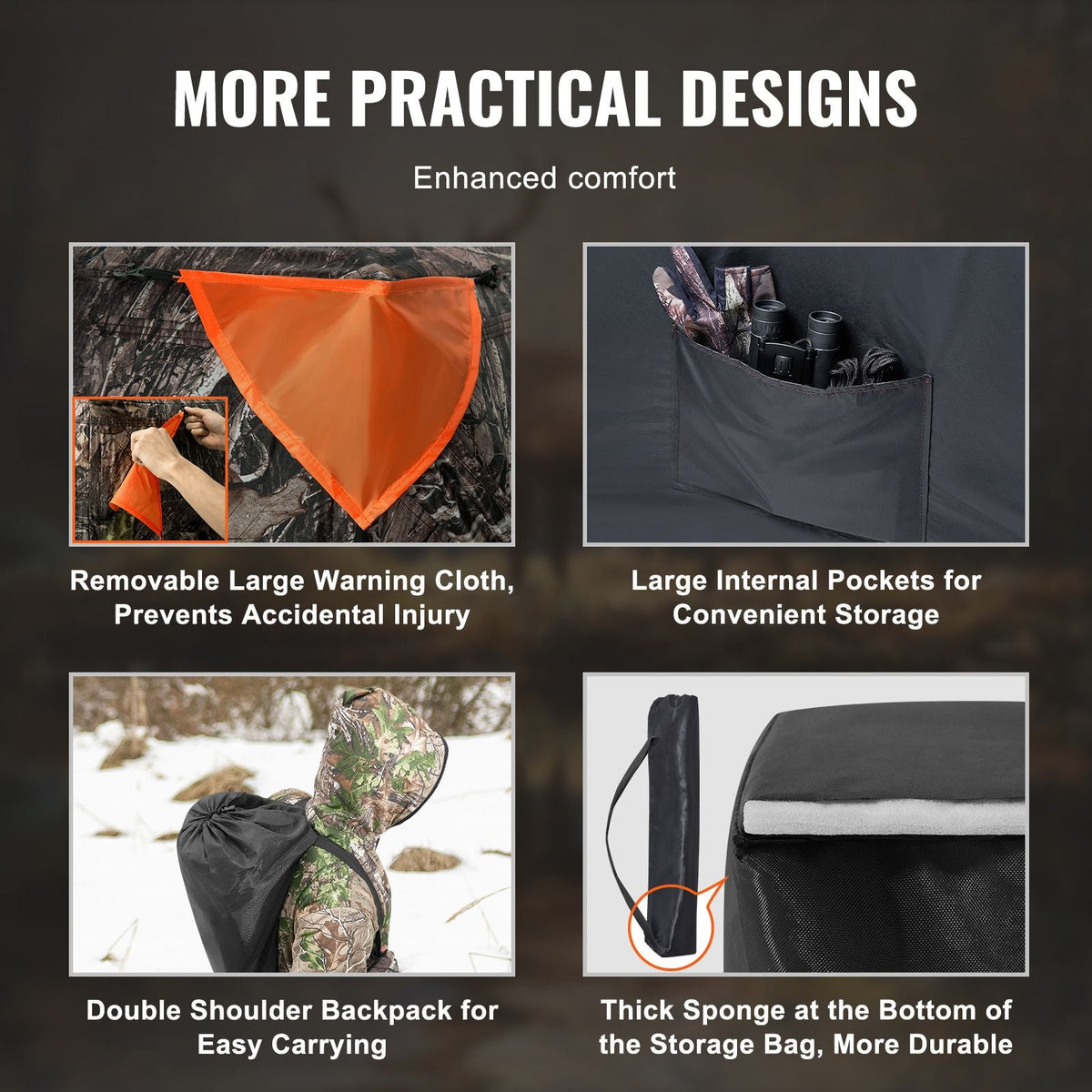 Hunting Blind, 288° See Through Ground Blind, 6-7 Person Pop Up Deer Blind for Hunting with Carrying Bag, Portable Resilient Hunting Tent, 4 Horizontal Windows for Turkey and Deer Hunting