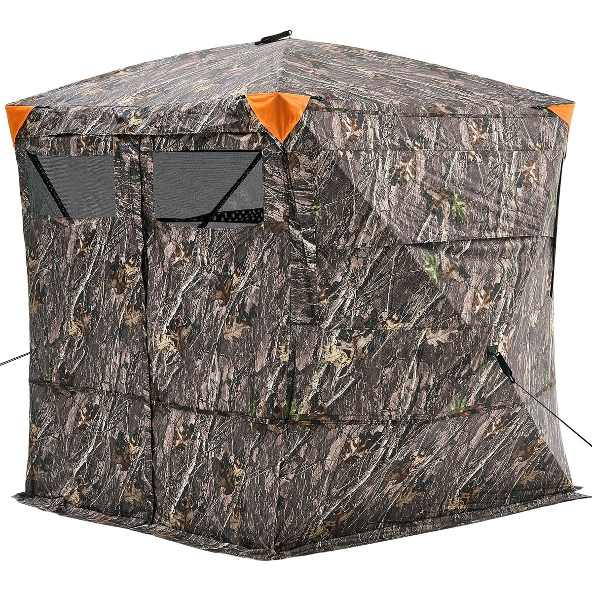 Hunting Blind, 4-5 Person See Through Ground Blinds with Carrying Bag, 270 Degree Portable Camouflage Tent, Durable Concealed Shelter with Silent Magnetic Door and Window, for Turkey and Deer