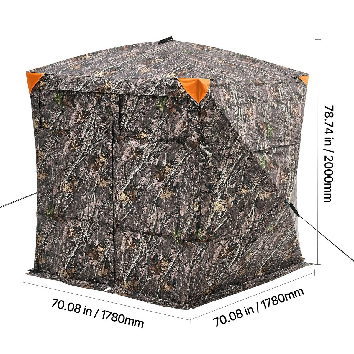 Hunting Blind, 4-5 Person See Through Ground Blinds with Carrying Bag, 270 Degree Portable Camouflage Tent, Durable Concealed Shelter with Silent Magnetic Door and Window, for Turkey and Deer